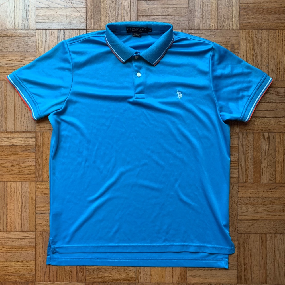 U.S. Polo Assn. Blue Orange Striped Polo Shirt, M